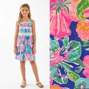 Lilly Pulitzer Girls Elize Dress in Beckon Blue Jungle Utopia | Size 14